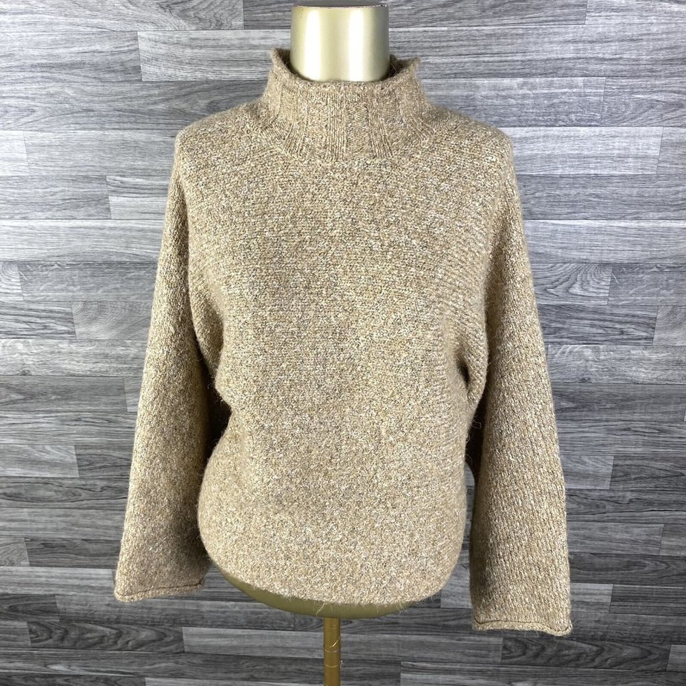 WILLIAMRAST Mock Neck Pullover Khaki Wool Blend Oversized Sweater Womens Size XS